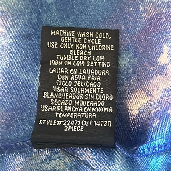 Dana Kay, Vibrant Dark/Light Blue Marble Patterned Midi Dress with Jacket. S-14 - Picture 11 of 12